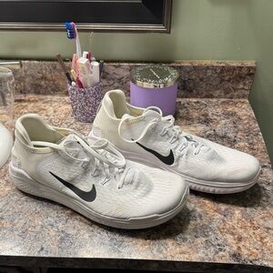 Nike Free white with black swoosh